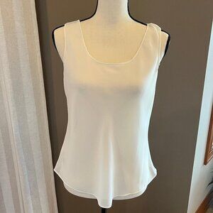 (2) Cream sheer sleeveless blouse, Size 8